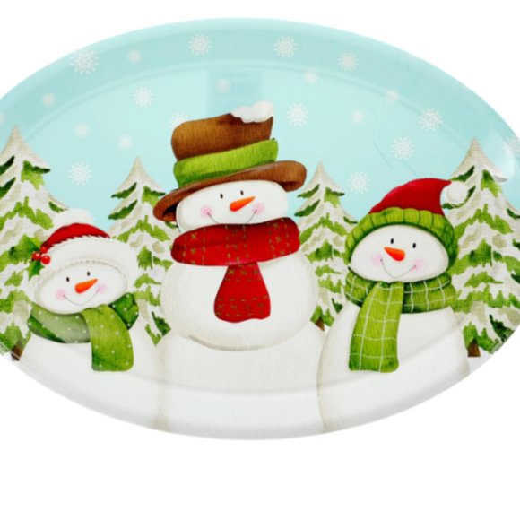 Oval Christmas Platters Plastic Serving Tray Food Appetizers Set of 4 NEW - Picture 3 of 9
